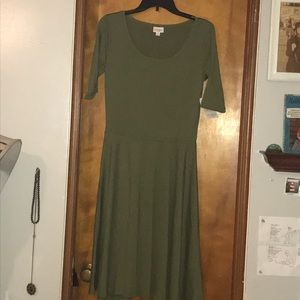 NWT Lularoe Nicole medium olive army green dress